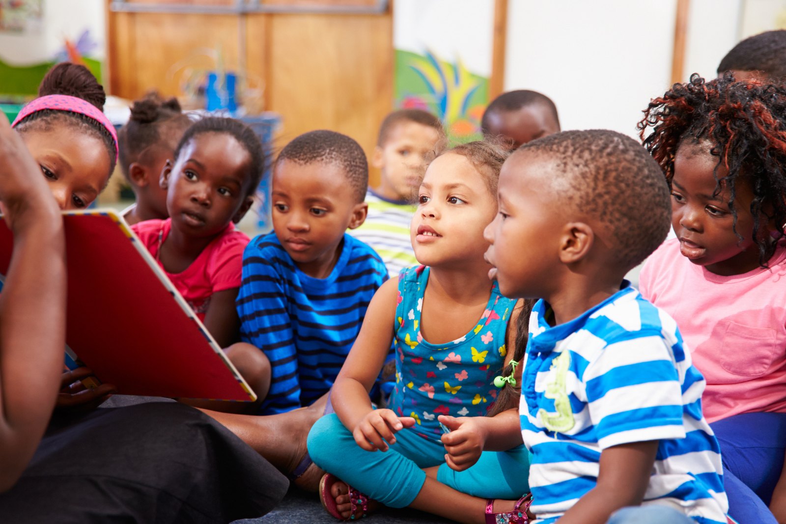Children gathered for story time